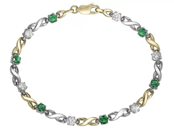 Luminfinity — Bracelet tennis infini émeraudes et diamants de laboratoire en or 10k deux tons pour femme Tendance