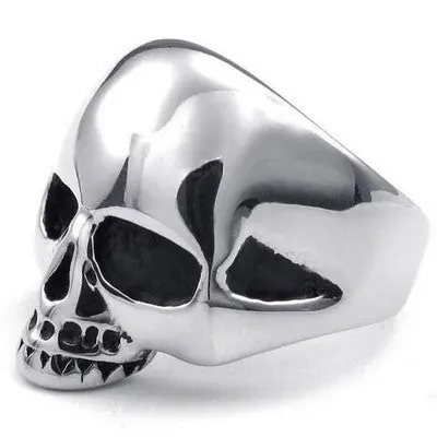 Meilleur Choix Bague en Acier 316 - Couleur argenté - Demi ' Tête de mort '
