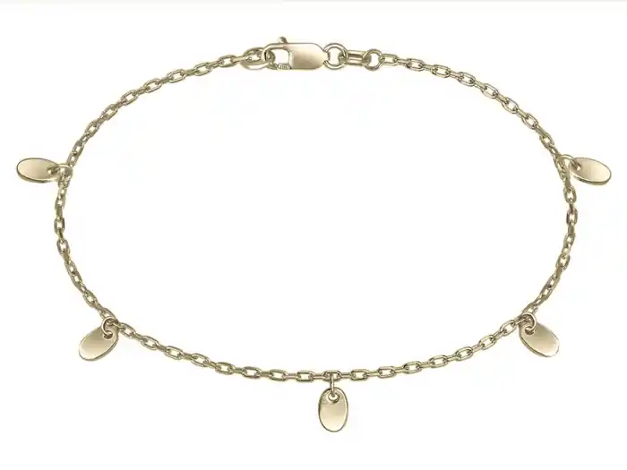Exclusif Bracelet Kaya en or jaune 10K mailles fines et breloques pastilles ovales pour femme
