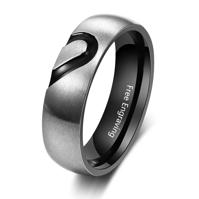 Produit De Marque Bague Cœur couple 1 texte Personnalisé