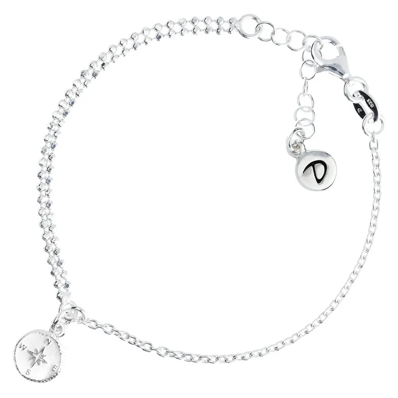 BRACELET BOUSSOLE CHAÎNE FINE ET CHAÎNE DOUBLE DIAMANTÉE Achetez Aujourd’hui