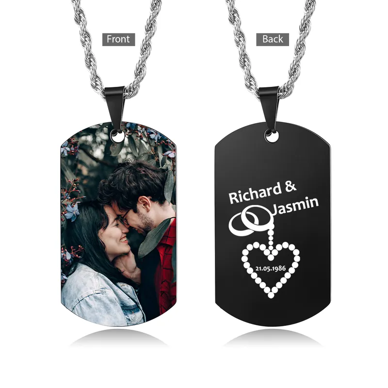Collier Couple 2 Prénoms Personnalisés avec Date Offre Limitée
