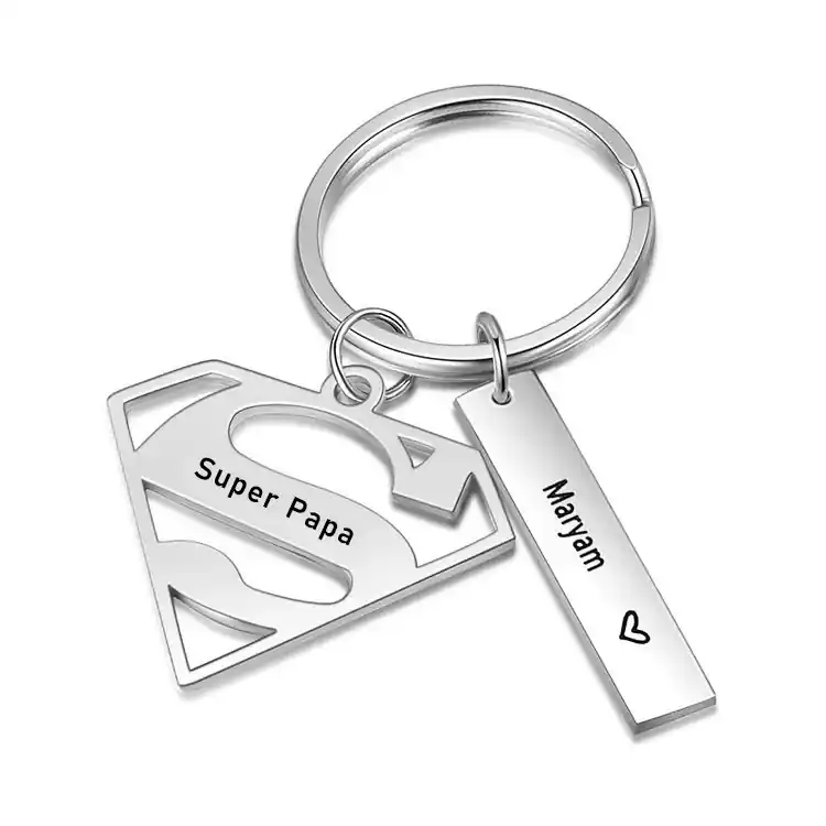 Marque À mon Papa - Combinaison de Bracelet et Porte-Clés 1 Prénom Personnalisé avec Texte