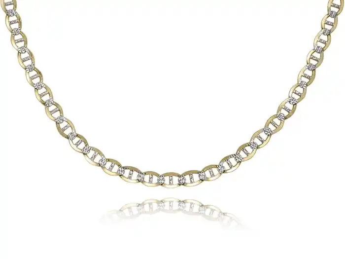 Offre Exclusive Chaine Marine pavé 6 mm en or 10k 2 tons jaune et blanc pour hommes