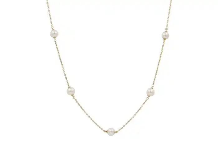 Offre Limitée Collier Habitude 7 perles de culture et maillons forçat en or jaune 14k