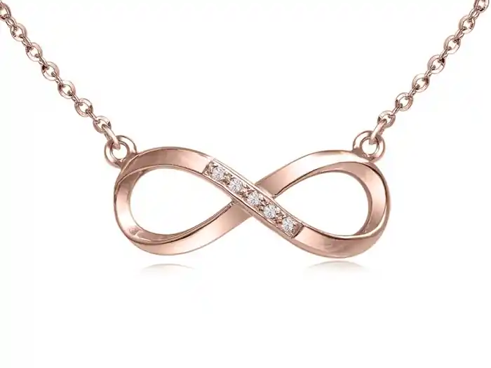 Collier Épopée signe Infini à diamants en or rose 10k pour femme Nouvelle Collection