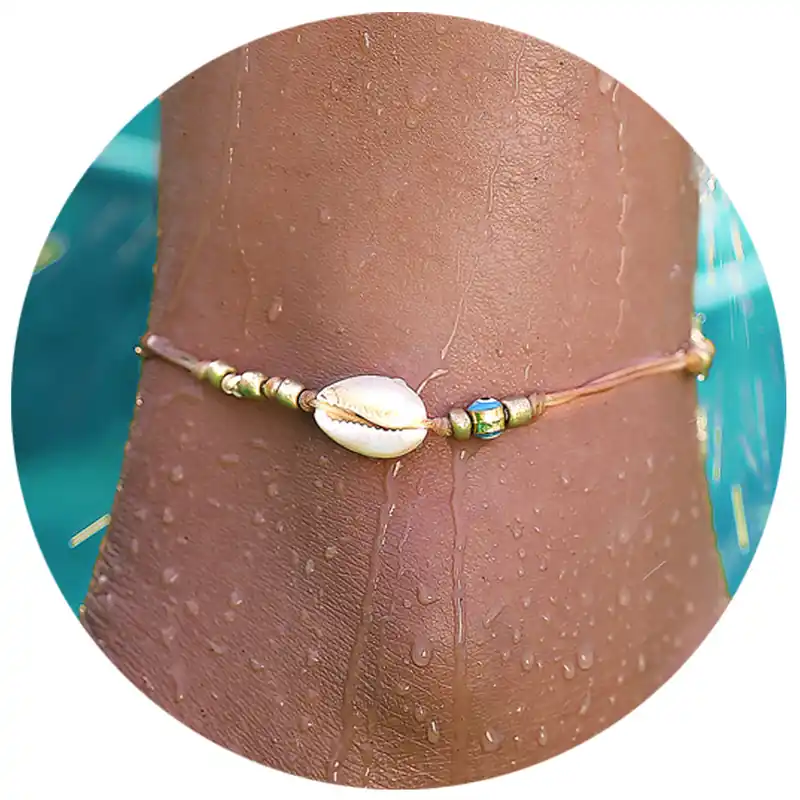 Bracelet de cheville bohème coquillage et perles – Bijou de plage bohème | Jessemade Expédition Rapide