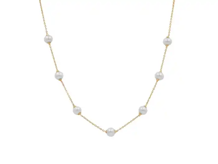 Collier Bonjour 7 perles sur chaîne Loomi en or jaune 10k pour femme Achetez Aujourd’hui