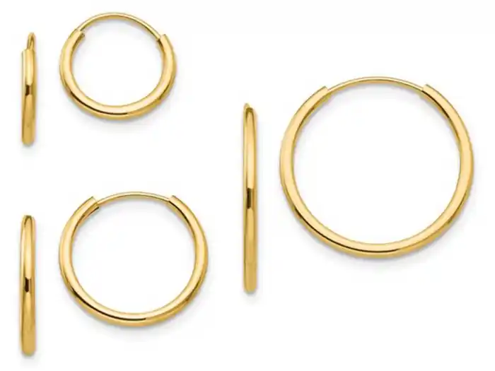 Petit Prix Ensemble boucles d'oreilles dormeuses en or jaune 14k
