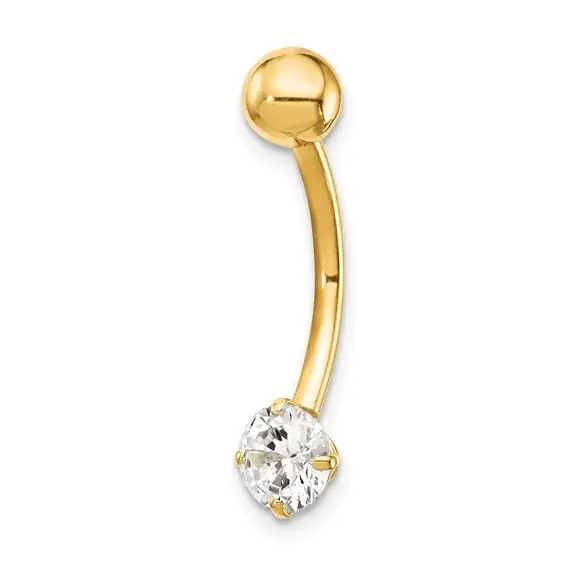 Piercing de nombril barbelle zircon cubique 5mm en or jaune 10k Petit Prix