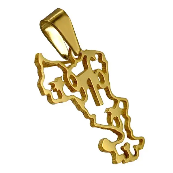 Certifié Pendentif mixte - Acier 316 ajouré doré - 976