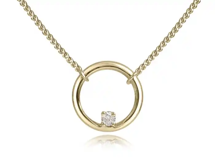 Collier Circa cercle avec cubic zirconium sur chaîne gourmette en or jaune 10k pour femme Commander Vite