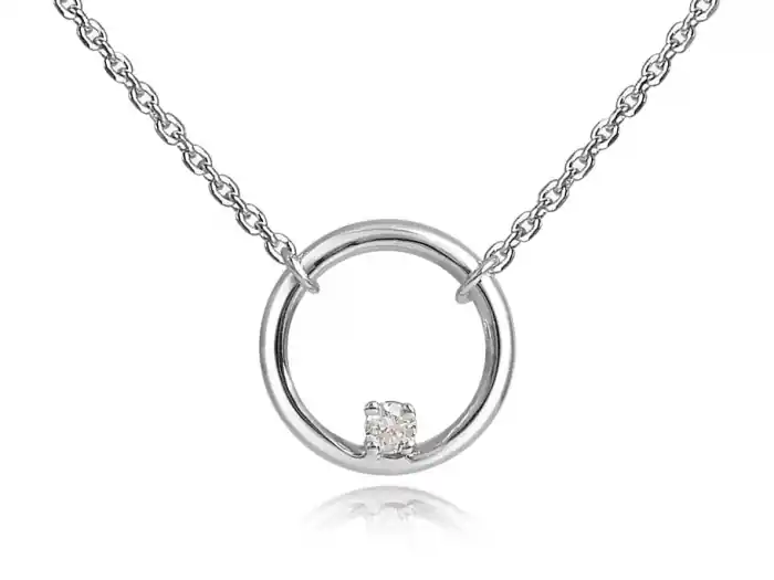 Achetez Aujourd’hui Collier Circa cercle avec cubic zirconium sur chaîne forçat en or blanc 10k pour femme