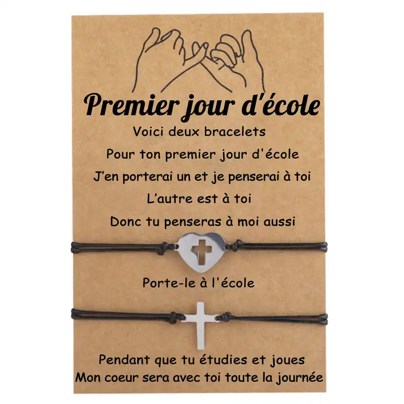 2PCS Ensemble de Bracelets Croix - Cadeau Rentrée Scolaire Premier jour d’école Produit De Marque