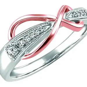 Prix Cassé Bague Dakota diamant canadien design infini et millegrain vintage en or 10k deux tons