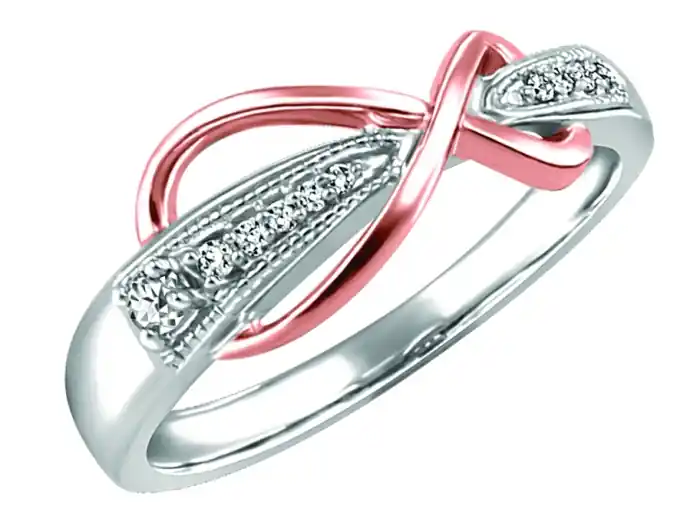 Prix Cassé Bague Dakota diamant canadien design infini et millegrain vintage en or 10k deux tons