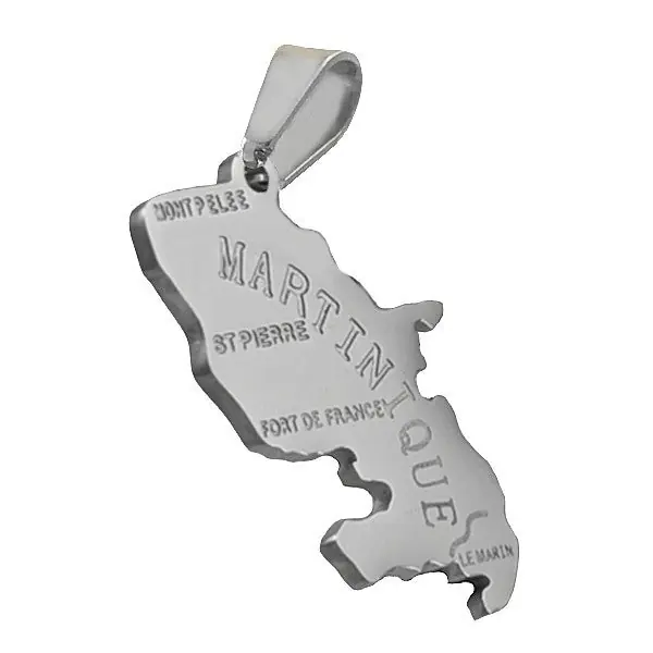 Pendentif mixte - Acier 316 argenté - Martinique Livraison Mondiale