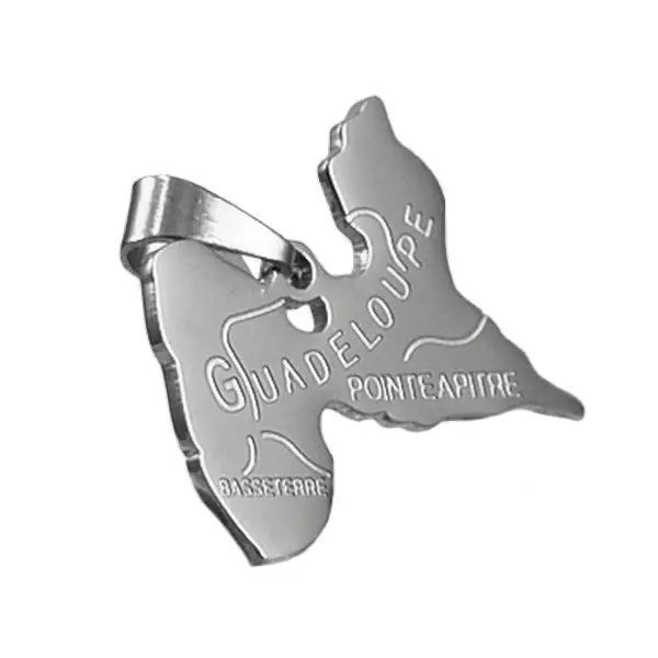 Pendentif mixte - Acier 316 argenté - Guadeloupe Remise