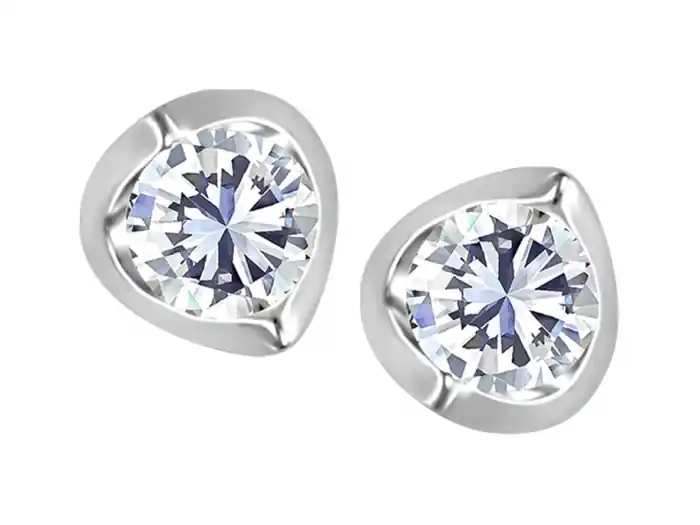 Boucles d'oreilles à diamants canadiens Kisos solitaire .15ct total en or blanc 14k pour femme Promotion Saisonnière