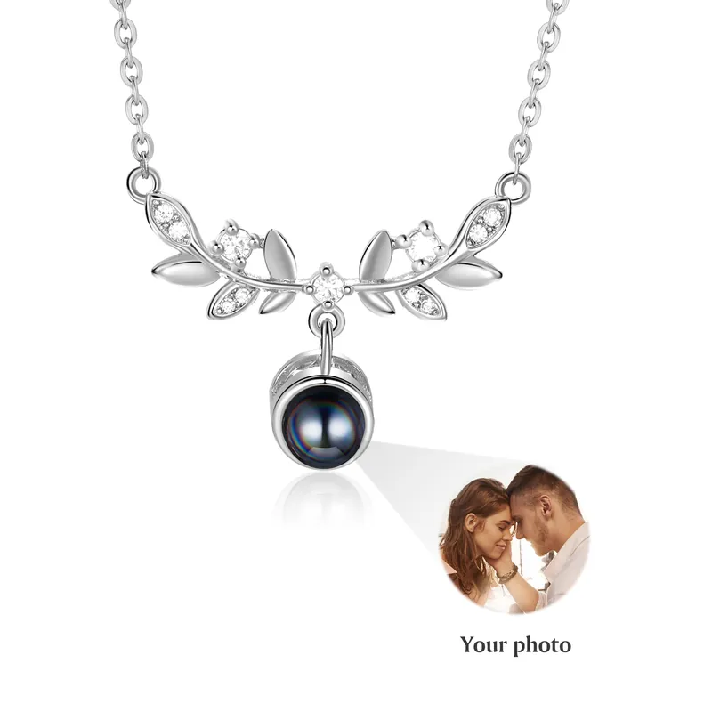 Collier Pendentif Feuille de Projection Photo Personnalisée Retour Gratuit