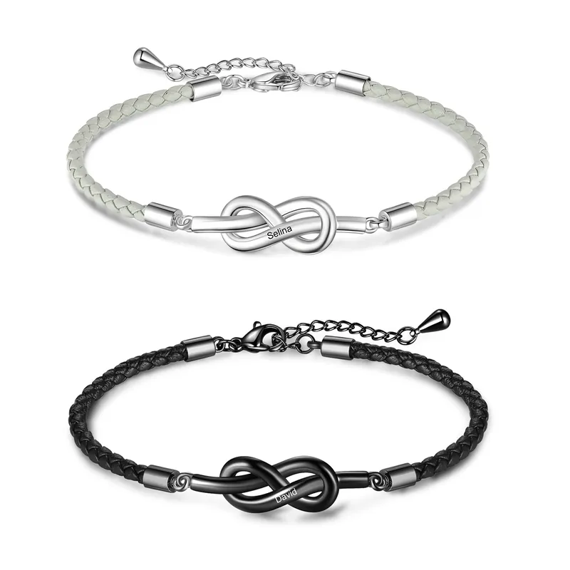 Nouvel Arrivage 2PCS Bracelet de Saint-Valentin 2 Prénoms Personnalisé bracelet en commun pour Un couple Bracelet