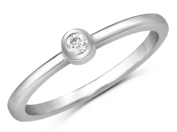 Nouvel Arrivage Bague Petite Nelia Solitaire à diamant en or blanc 10k pour femme