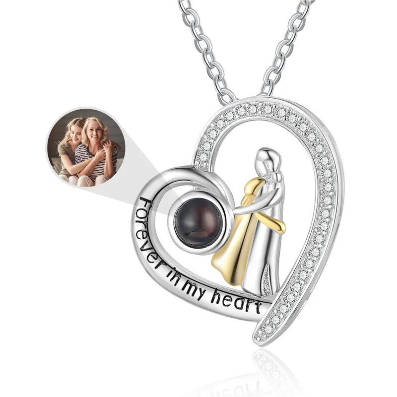 Collier Maman et Fille Projection de Pierres 1 Photo Personnalisée Collier pour Femmes | Jessemade Acheter Direct