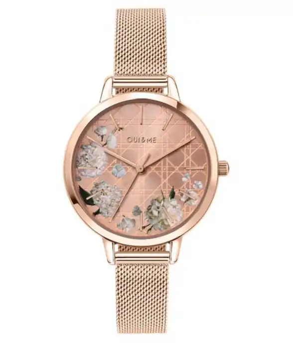Montre Oui&Me Fleurette cadran rose bracelet acier inoxydable rose pour femme Remise