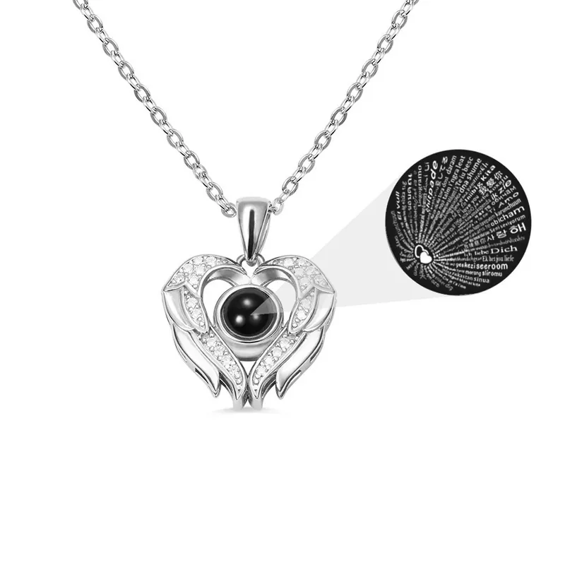 100 langues "Je t'aime" Collier de projection Collier coeur Livraison Express