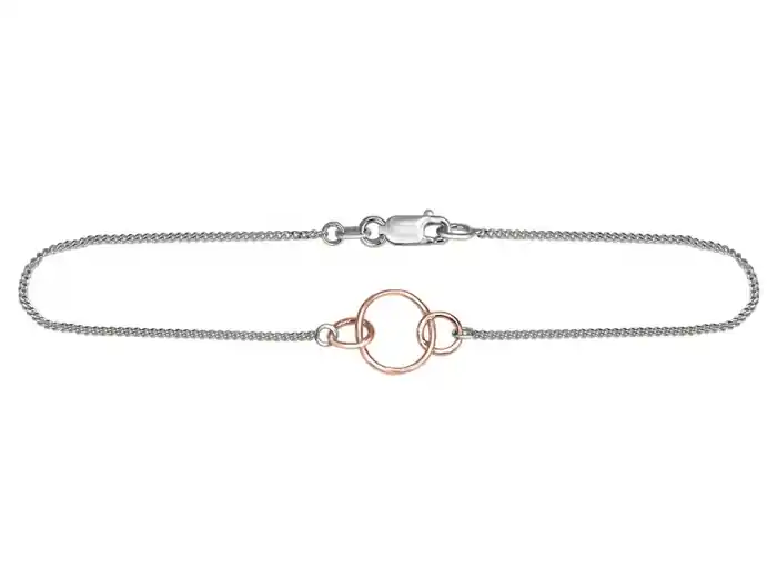 Bracelet Viviane petits ronds ajourés 10k 2 tons blanc et rose sur chaîne gourmette pour femme Soldes