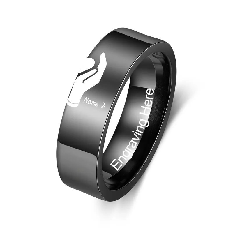 Expédié Aujourd’hui Bague Couple Prénom Personnalisé avec Texte Alliance Bague Homme
