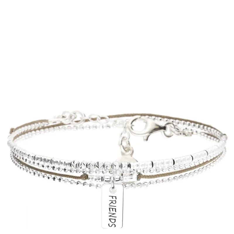 Vente Directe BRACELET AMITIÉ "FRIENDS" DOUBLE RANGS MARRON
