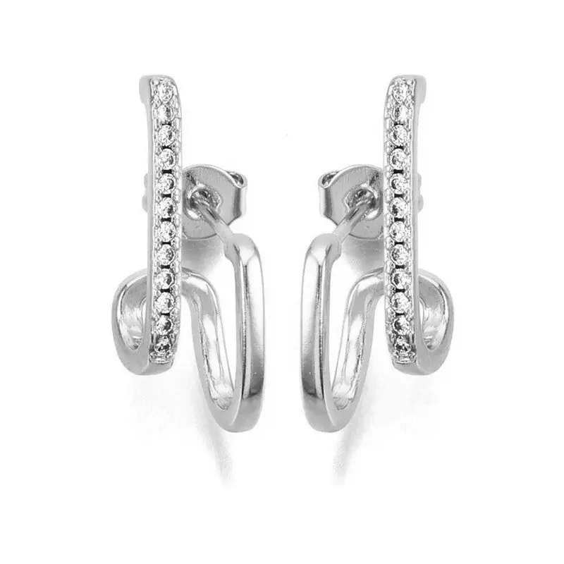 Offre Limitée Boucles d'oreilles rhodiées lignée de strass