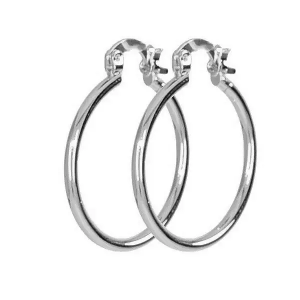 Réduction Boucles d'oreilles rhodiées Créoles 30 mm