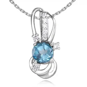 Seulement Aujourd’hui Pendentif Aporia topaze bleue et diamants en or blanc 10k pour femme