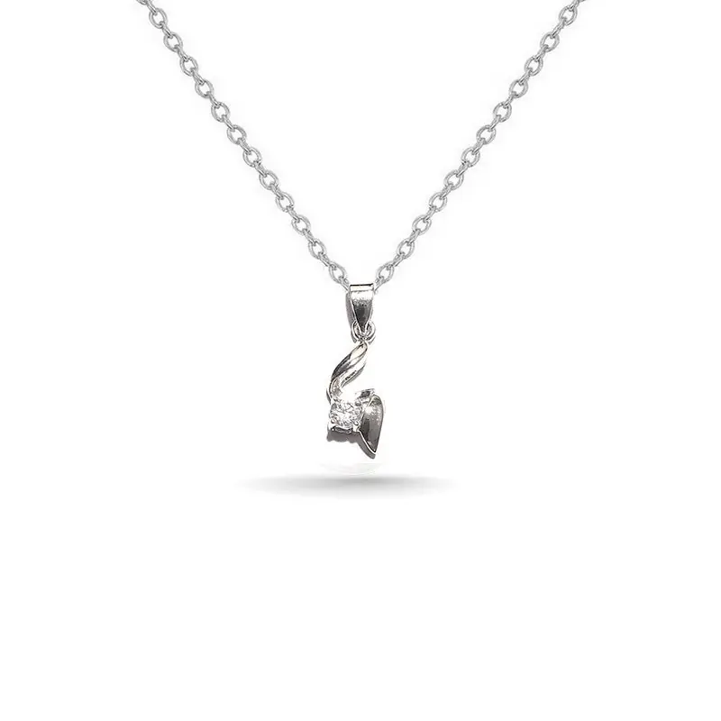 Collier rhodié chaîne et pendentif diamant Livraison Gratuite
