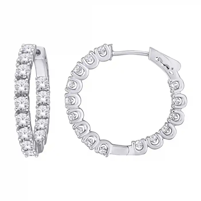 Prix Promo Lumicir – Créoles diamamants de laboratoire 2.00cts intérieur/extérieur en or 10K