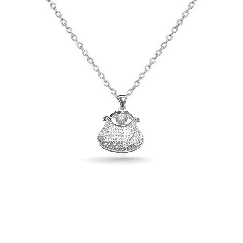 Collier rhodié chaîne et pendentif panier Livraison Mondiale