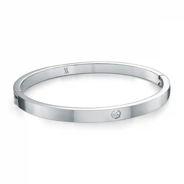 Bracelet Ardentis jonc rigide argenté en acier inoxydable avec zircon blanc poli miroir Jusqu’à Épuisement Des Stocks