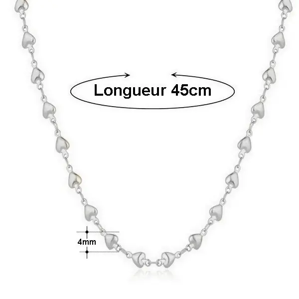 Prix Réduit 60 Chaînes colliers rhodié petits cœurs