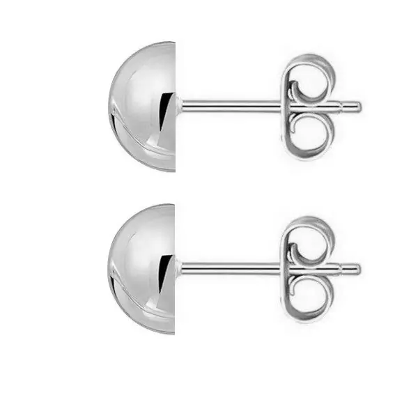 Meilleure Qualité Boucles d'oreilles rhodiées demi boule