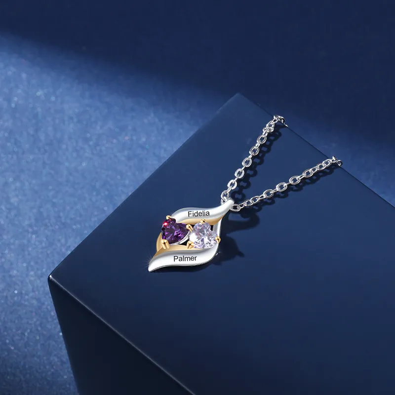 A ma fille-Collier Personnalisé 2 pierres naissance ARGENT 925 Bon Marché