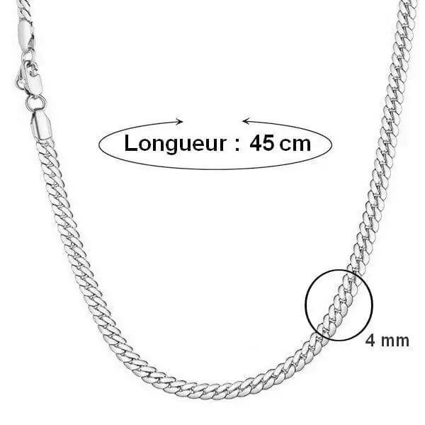 Chaîne collier rhodié pour homme ou femme - Mailles serpent Must-Have