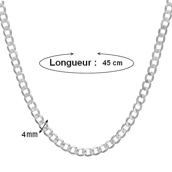 Collier rhodié maille gourmette 45 cm Édition Limitée