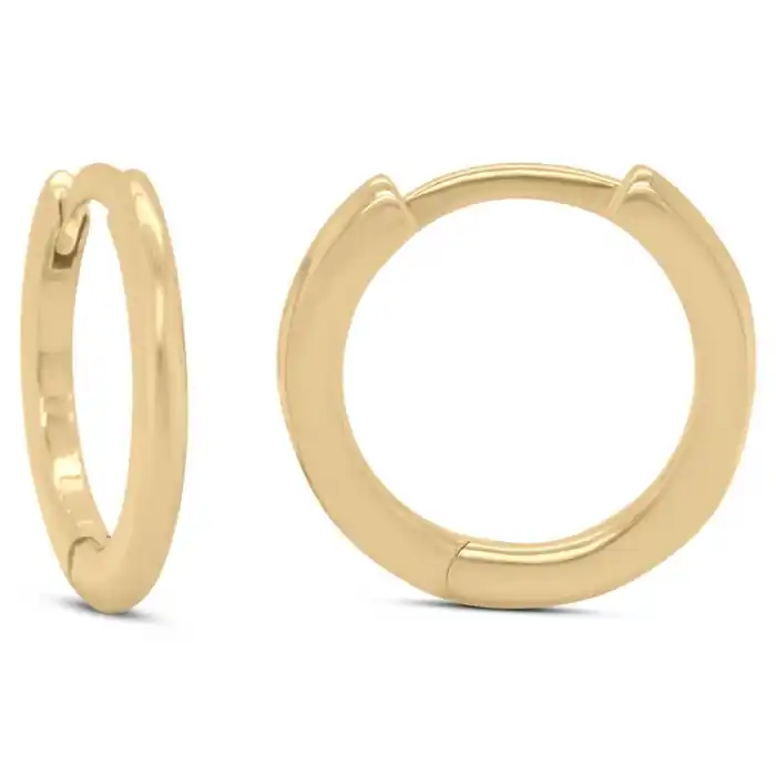Boucles d'oreilles créole huggie étroite en or jaune 10K poli – diamètre 13,5 mm Vente Flash