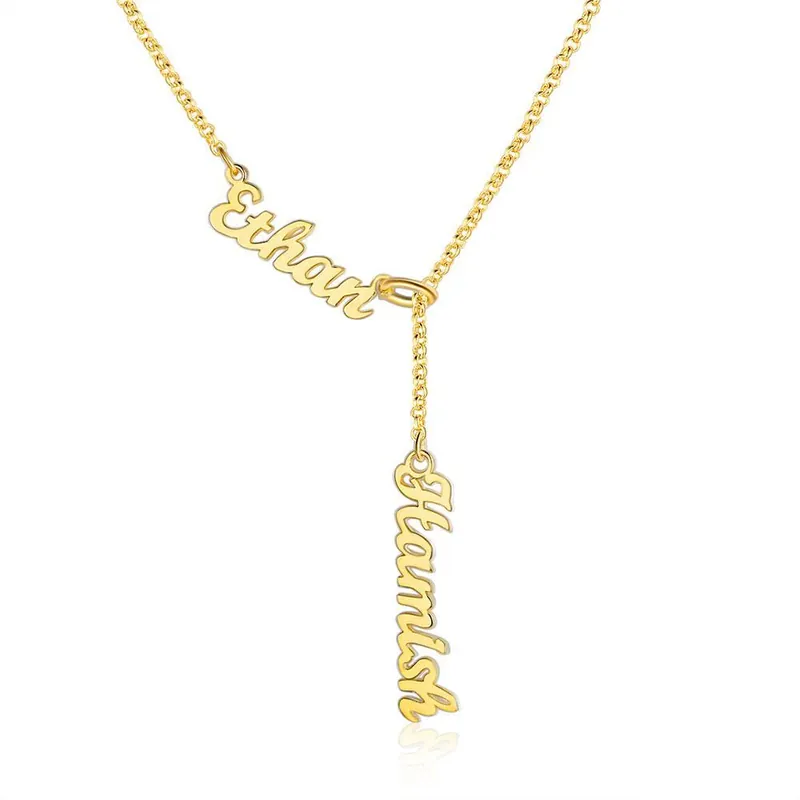 Expédition Rapide Collier 2 Prénoms Personnalisés Pendentif Pour Femmes Cadeau Maman Fille Anniversaire