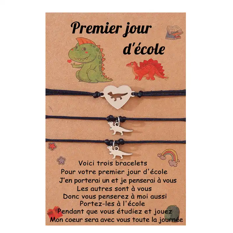 Petit Prix 3PCS Ensemble de Bracelets Dinosaure - Cadeau Rentrée Scolaire Premier jour d’école