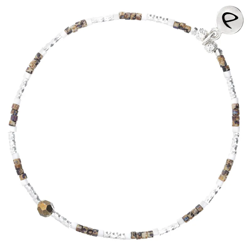 Original BRACELET ÉLASTIQUE CAPRI BLANC PERLES LEOPARD