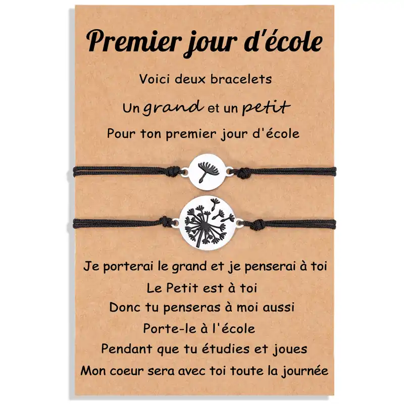 2PCS Ensemble de Bracelets Pissenlit Bracelet en Commun Cadeau Rentrée Scolaire Premier jour d’école|Jessemade Must-Have