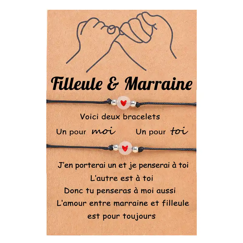 À Filleule & Marraine - Bracelet en Commun 2PCS Bracelets Cœur|Jessemade Fait Main